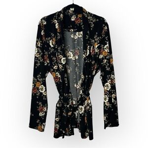 Dex Floral Open Belted Sweater Top 2X